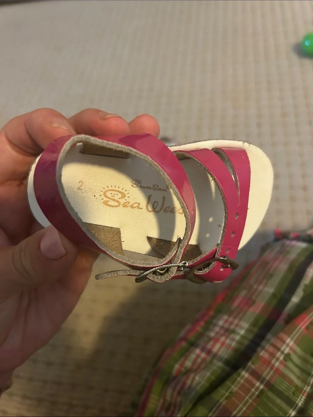 Sun Sans Sea Wee Girls' Pink Patent Leather Two-Strap Sandals
